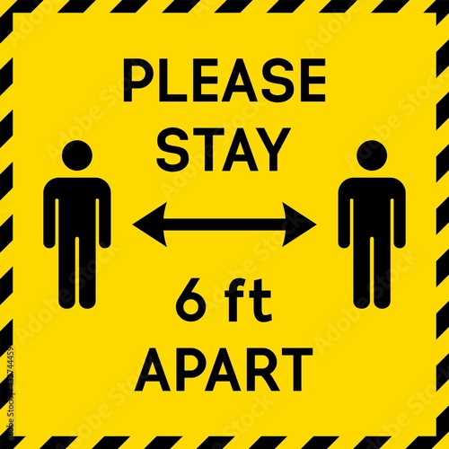 Please stay 6 feet apart,social distancing warning icon,vector,Preventing covid-19 coronavirus.