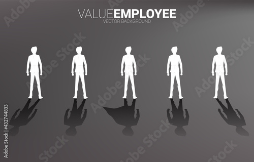 One of Silhouette of businessman with his shadow of super human.concept of empower potential and human resource management