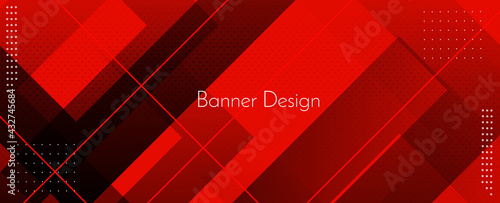 Modern stylish red abstract geometric elegant banner pattern background