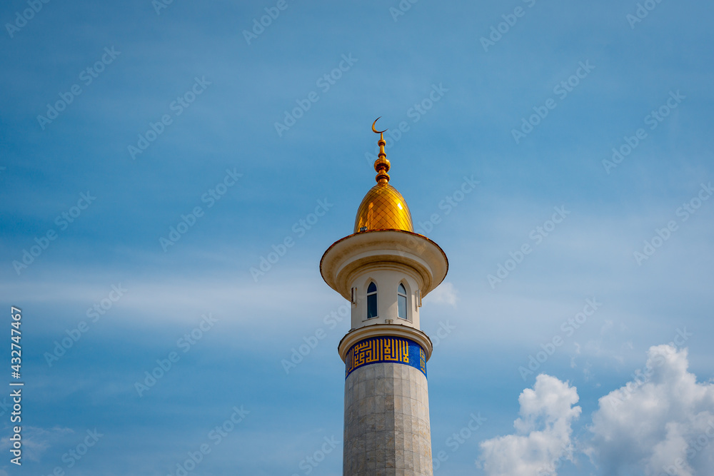 The dome of the Muslim mosque against the sky.