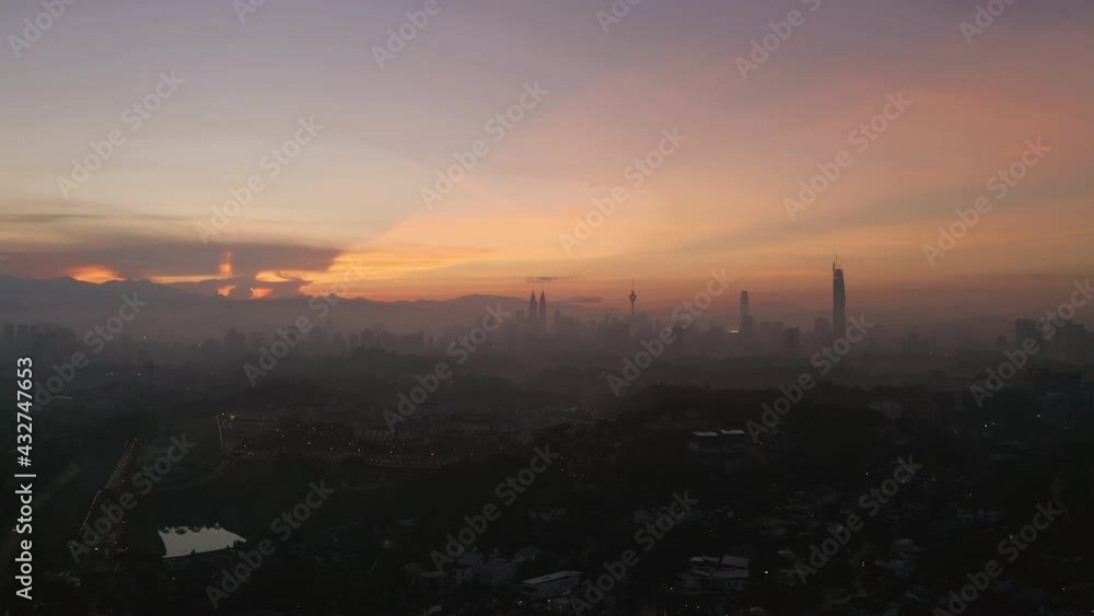 Aerial View of National Palace with Kuala lumpur City background during Sunrise Aerial View of National Palace with Kuala lumpur City background during Sunrise