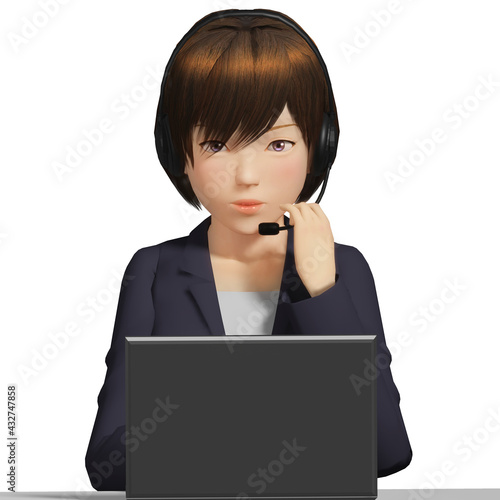 ノートパソコンでテレワークするビジネスウーマン