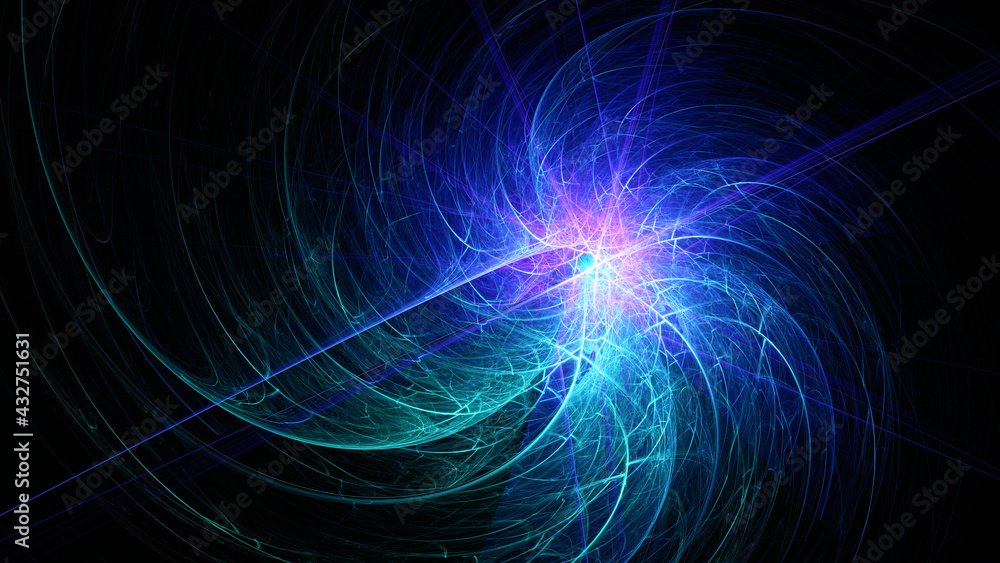 Abstract background, smooth multicolored lines on a black background. Abstract background, smooth multicolored lines on a black background.