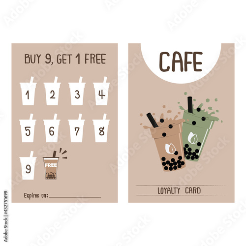 Design element for promotion cafe card, milk tea voucher.