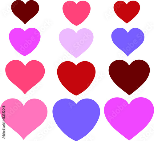 A collection of three hearts of different sizes on a white background.