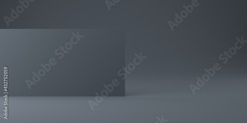 Steel Grey box and room abstract background illustration. Place for text, mockup and copy space. © MR.P