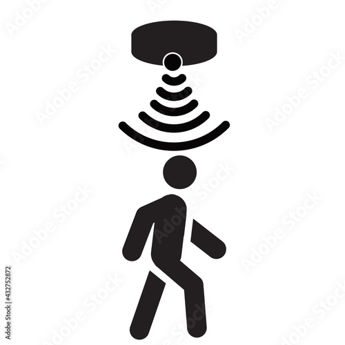 motion sensor icon in flat style. person passing on motion sensor sign. people security connection business concept. flat style.