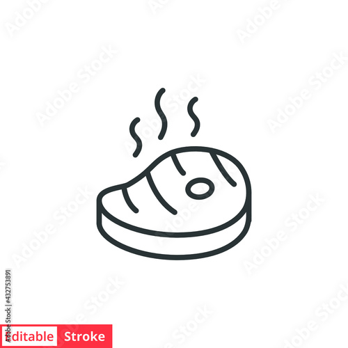 Meat line icon. Simple outline style. Meat, beef, food, grill, steak, meal, bbq, kitchen, restaurant concept. Vector illustration isolated on white background. Editable stroke EPS 10