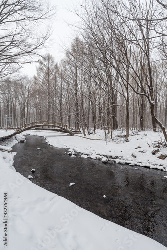 Snow, woods and rivers in Changbai Mountain, Jilin Province, China in winter