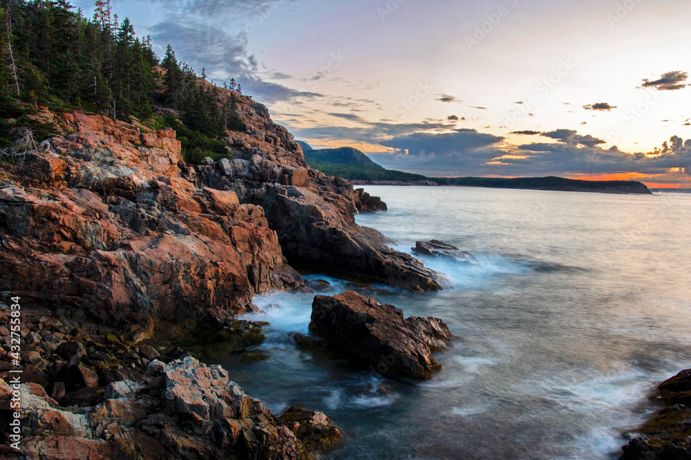 Otter Cliffs at Acadia National Park at sunrise in the summer
