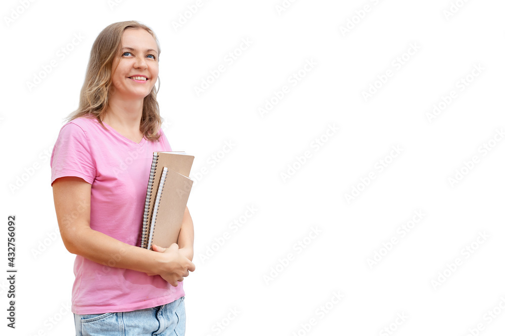 Portrait of woman student isolated