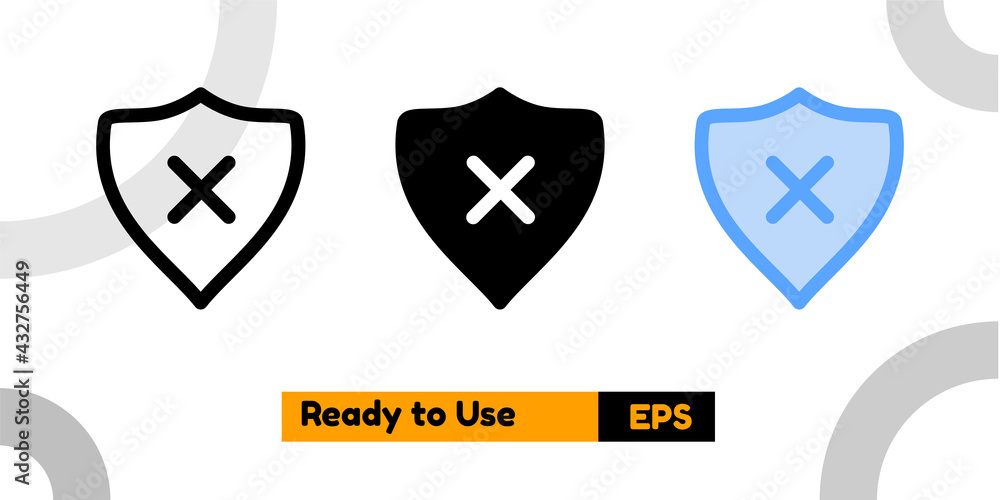 security off icon with three style for website, social media, and presentation security off icon with three style for website, social media, and presentation