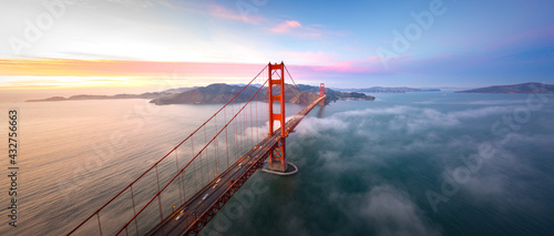 Golden Gate Bridge at Sunset Aerial View, San Francisco, California