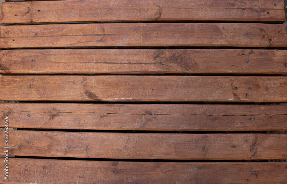 A brown wooden boardwalk. Beautiful brown rustic background A brown wooden boardwalk. Beautiful brown rustic background