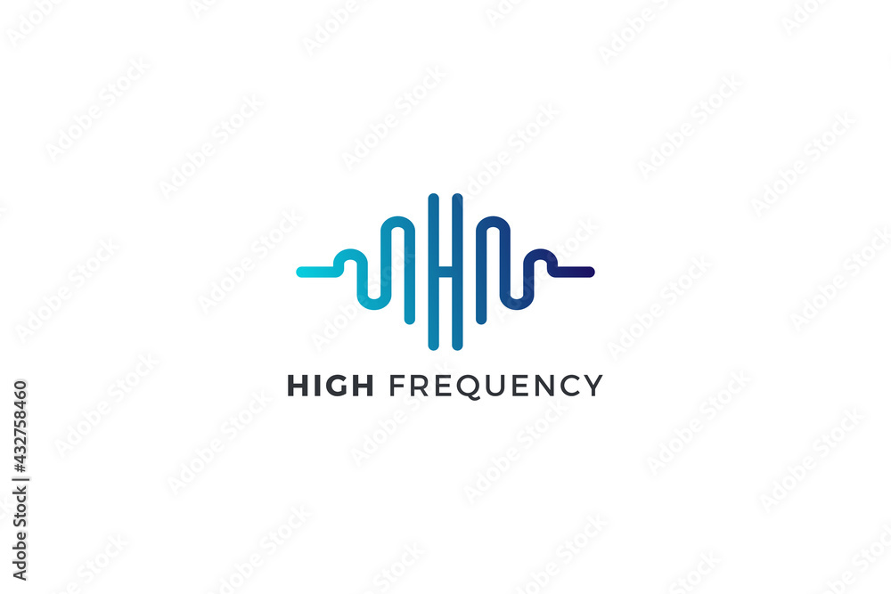Letter H high frequency business logo design