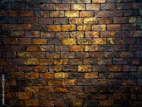 Brick wall  dark background.