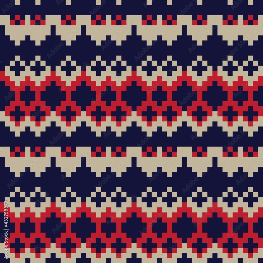 Fototapeta premium Christmas Fair Isle Seamless Pattern Background