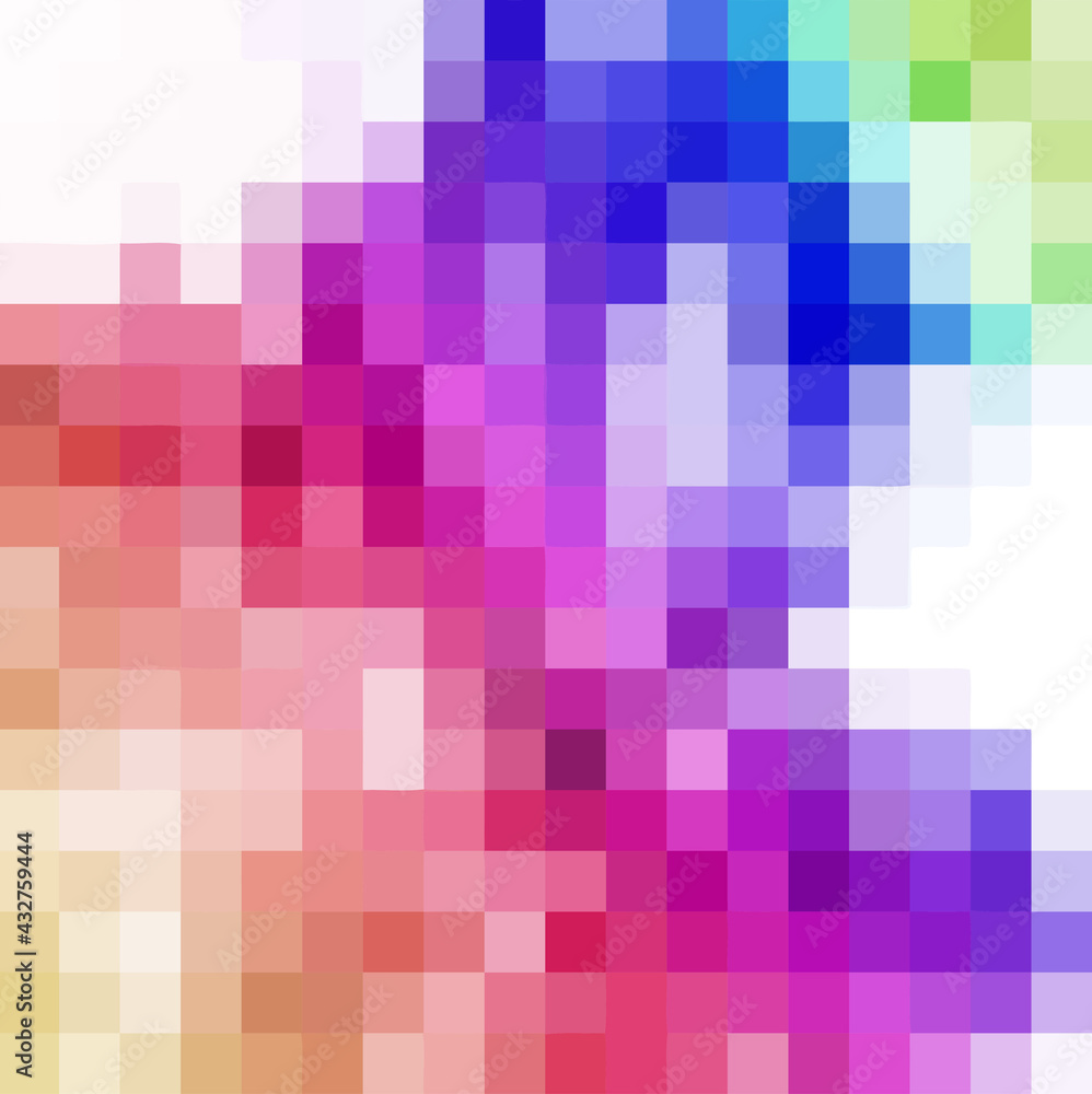 Colorful Bright Geometric Background. Pixel art Grid Mosaic