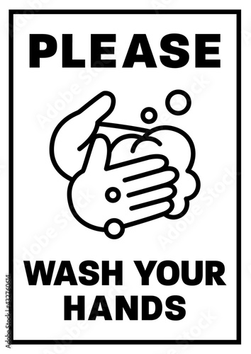 手洗いを促す注意喚起イラスト【感染予防】 © PHOTOM
