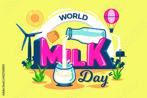 Colorful World Milk Day Concept