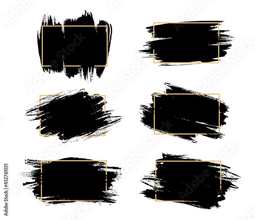 Grunge frames isolated vector rectangular borders with black rough scratched edges. Grungy vintage old texture, dirty spatter vignettes, retro design elements or photo frames on white background set