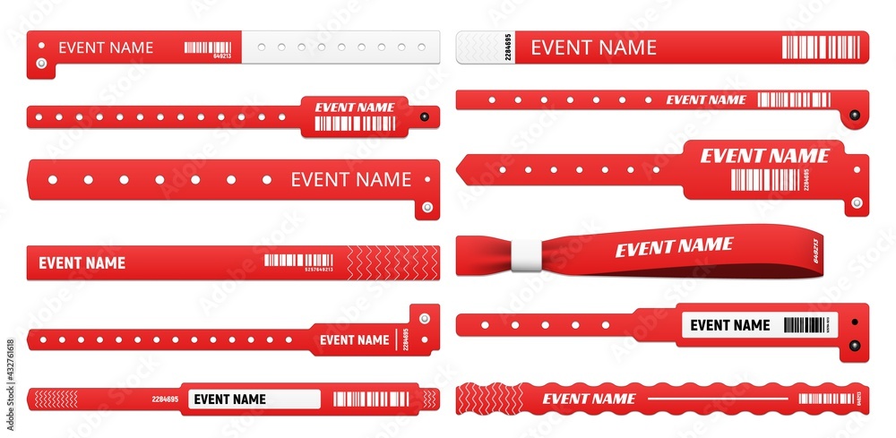 Event tickets, entrance bracelets and badge for access control. Music By  Tartila | TheHungryJPEG
