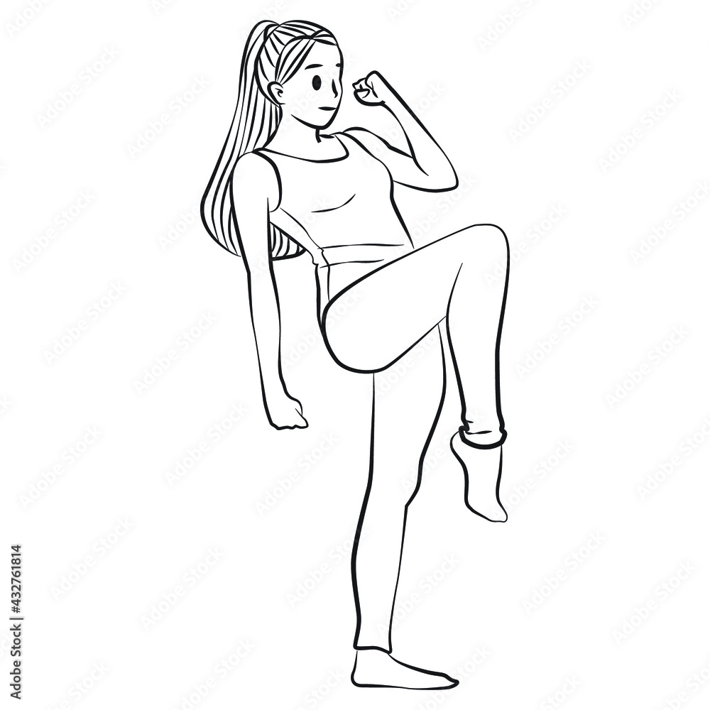 female trainer gymnastics pose line art vector illustration female trainer gymnastics pose line art vector illustration