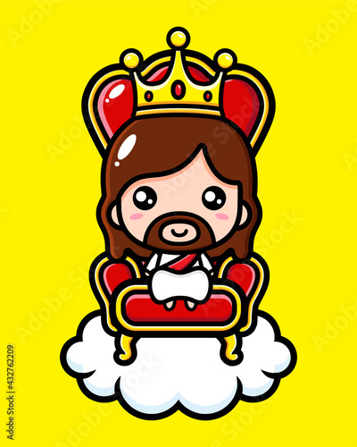 cute cartoon jesus be king vector design