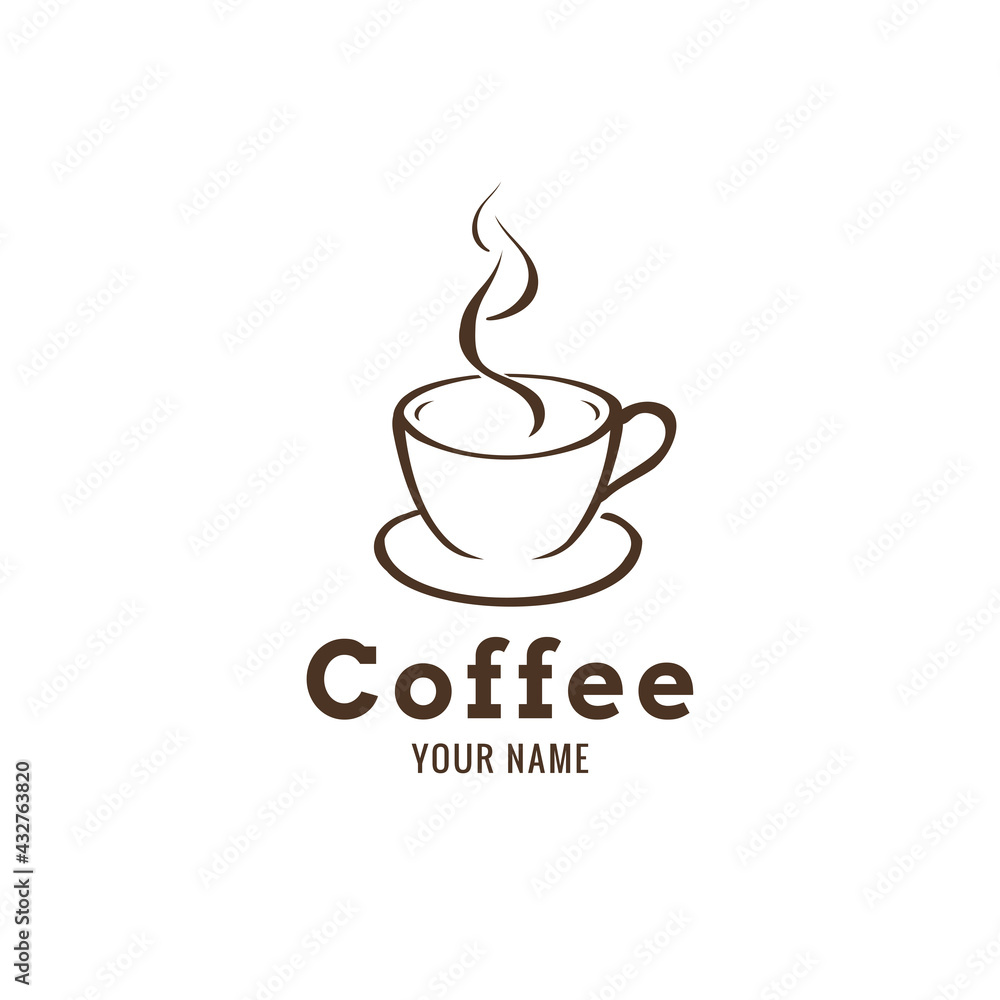 coffee or tea logo design. simple line art vector illustration coffee or tea logo design. simple line art vector illustration