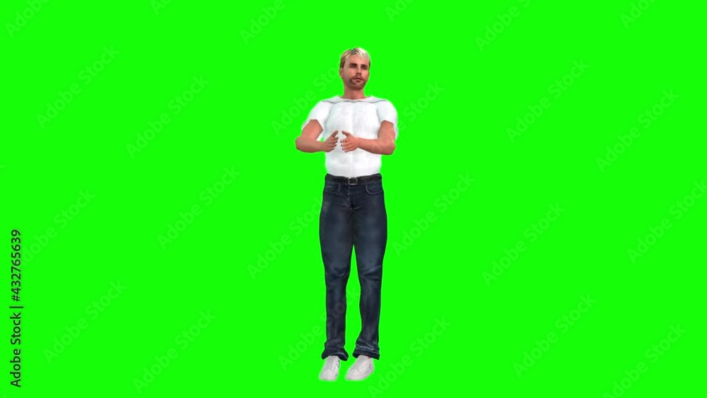 3d animation of a young avatar man standing and applauding someone unseen. 3d animation of a young avatar man standing and applauding someone unseen.