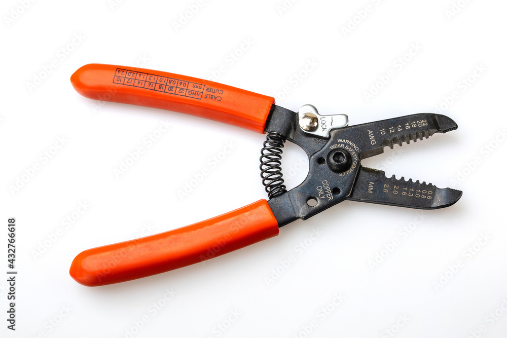 Fototapeta premium Wire stripping pliers isolated on white background with clipping path.