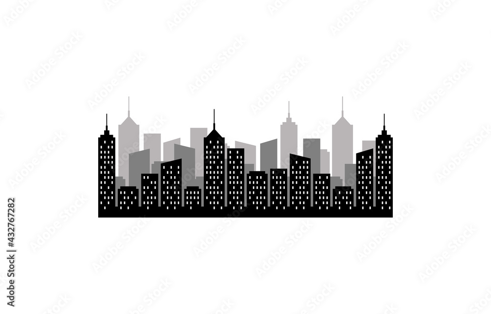 Naklejka premium City building icon flat vector illustration