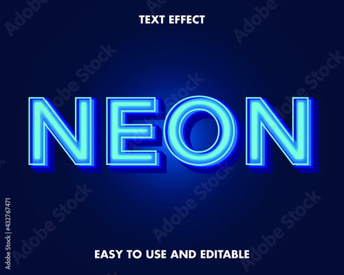 blue neon text effect