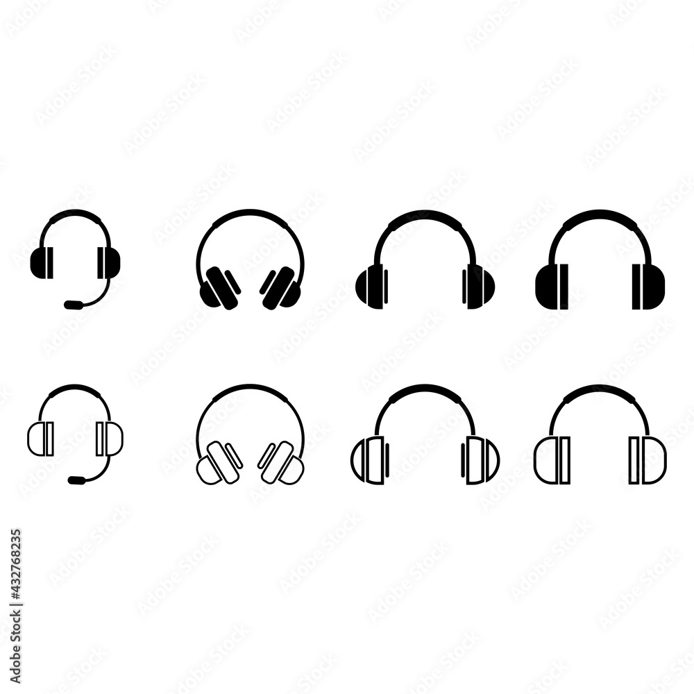 headphone icon set vector sign symbol headphone icon set vector sign symbol