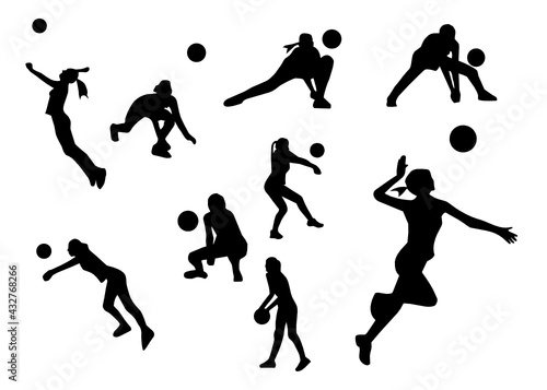 silhouette of female volleyball play