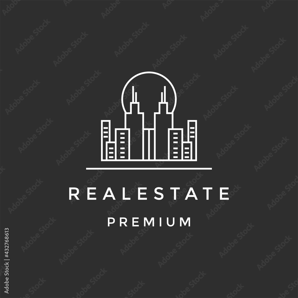 real estate, building, apartment, palace, architecture logo. on black background