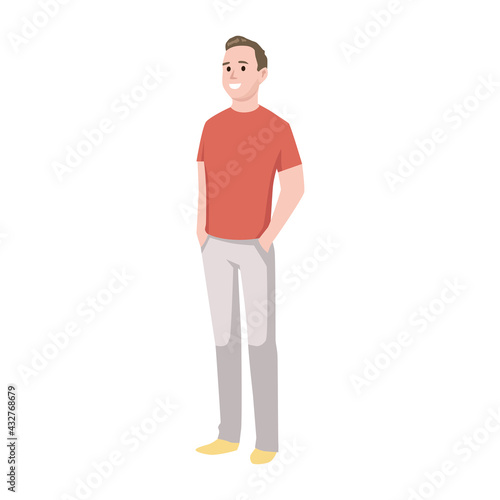 Cool man character standing with hands on pocket illustration isolated on white background