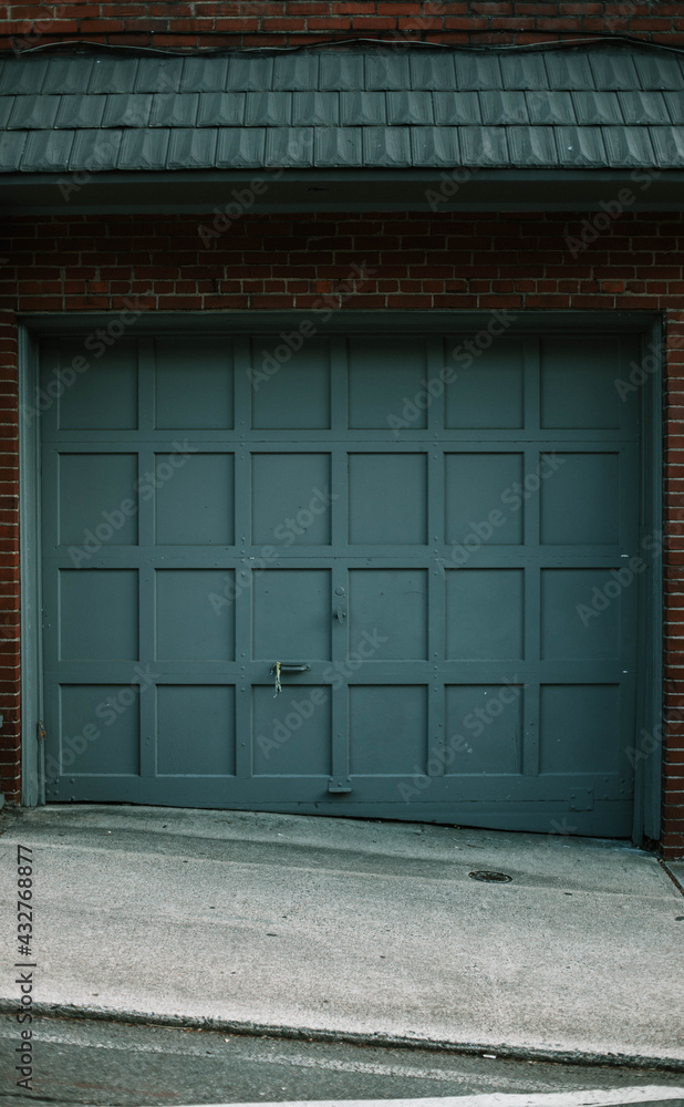A grey garage door A grey garage door