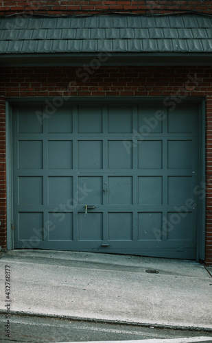 A grey garage door