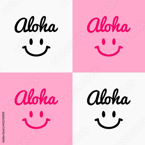 aloha and smile vector lettering for print, shirt and poster. typographic design.
