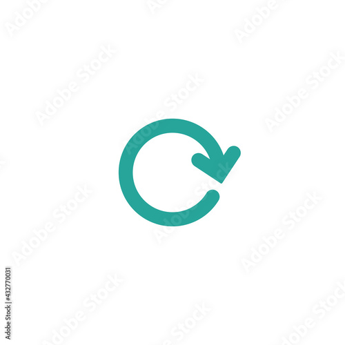 refresh, reload, wait icon. blue round rotation arrow in circle isolated on white.