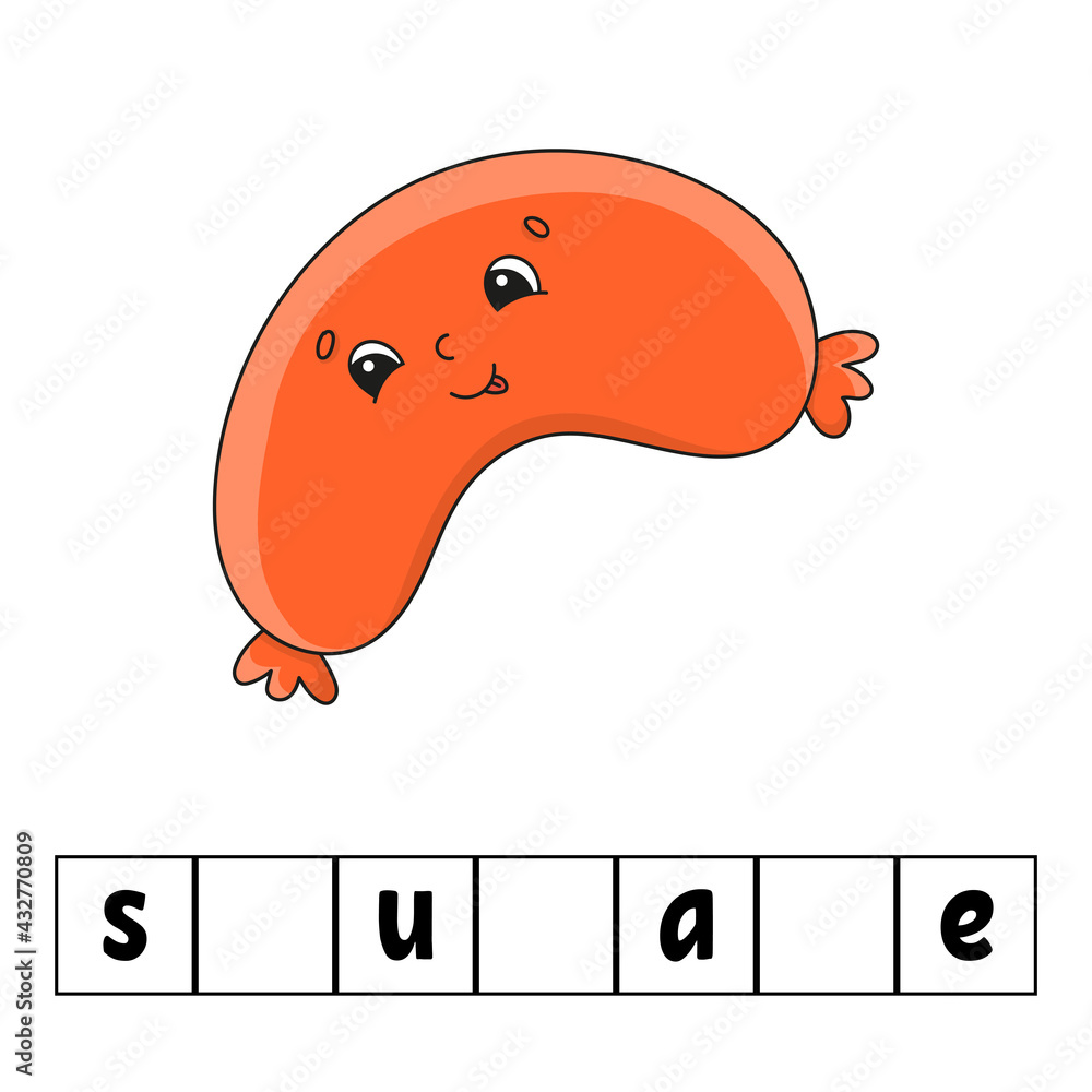 Words puzzle. Education worksheet. Learning game for kids. Color