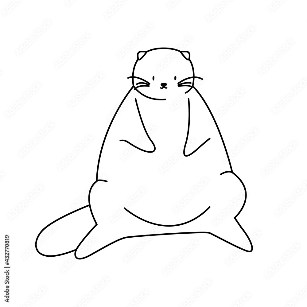Hand drawn fat cats in doodle style. Cute sleeping animals. Vector illustration isolated on a white background for cards, posters, stickers. Hand drawn fat cats in doodle style. Cute sleeping animals. Vector illustration isolated on a white background for cards, posters, stickers.