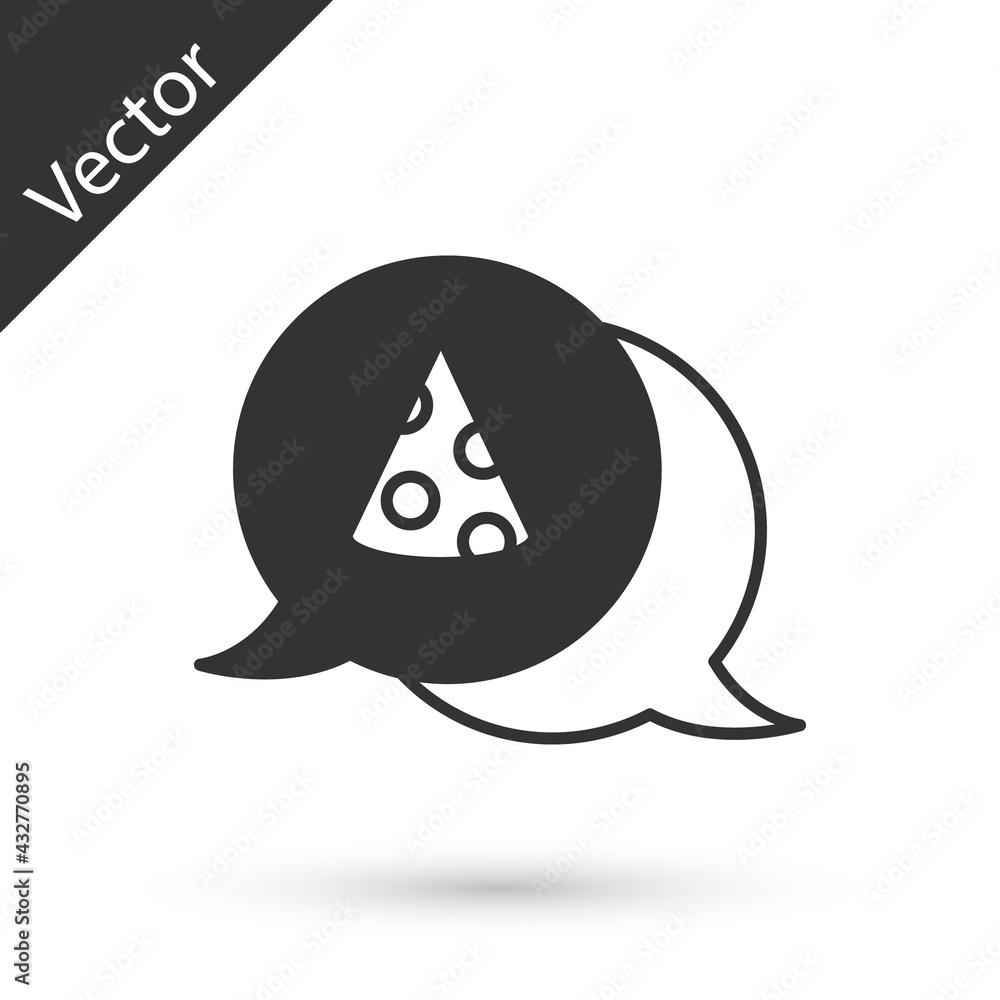 Grey Slice of pizza icon isolated on white background. Fast food menu. Vector Grey Slice of pizza icon isolated on white background. Fast food menu. Vector