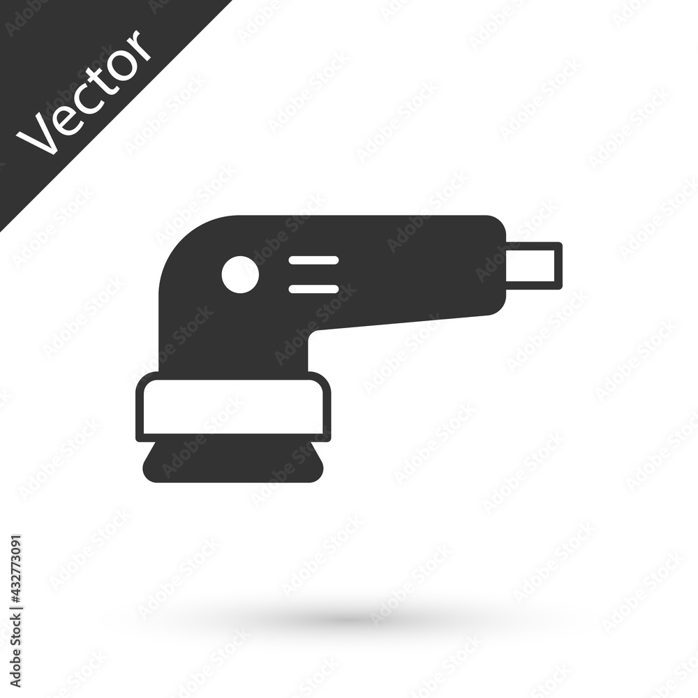 Grey Electric sander icon isolated on white background. Orbital sander. For floor and wooden planks sanding sandpaper. Vector Grey Electric sander icon isolated on white background. Orbital sander. For floor and wooden planks sanding sandpaper. Vector