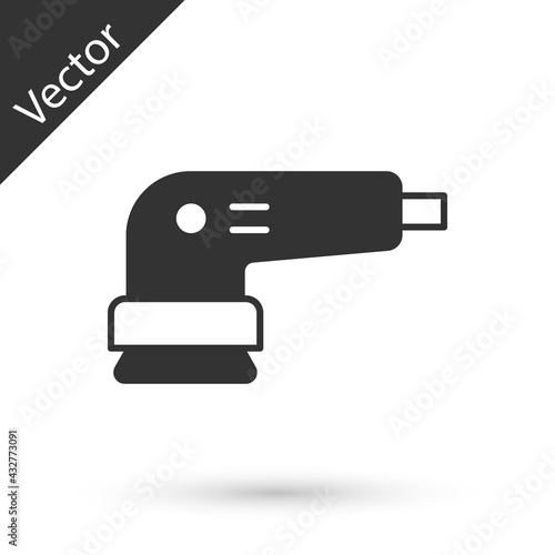 Grey Electric sander icon isolated on white background. Orbital sander. For floor and wooden planks sanding sandpaper. Vector