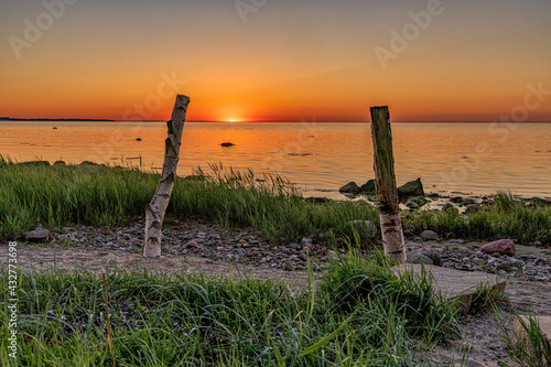 Sunset over the Baltic Sea in Hohen Wieschendorf, Mecklenburg-Western Pomerania, Germany