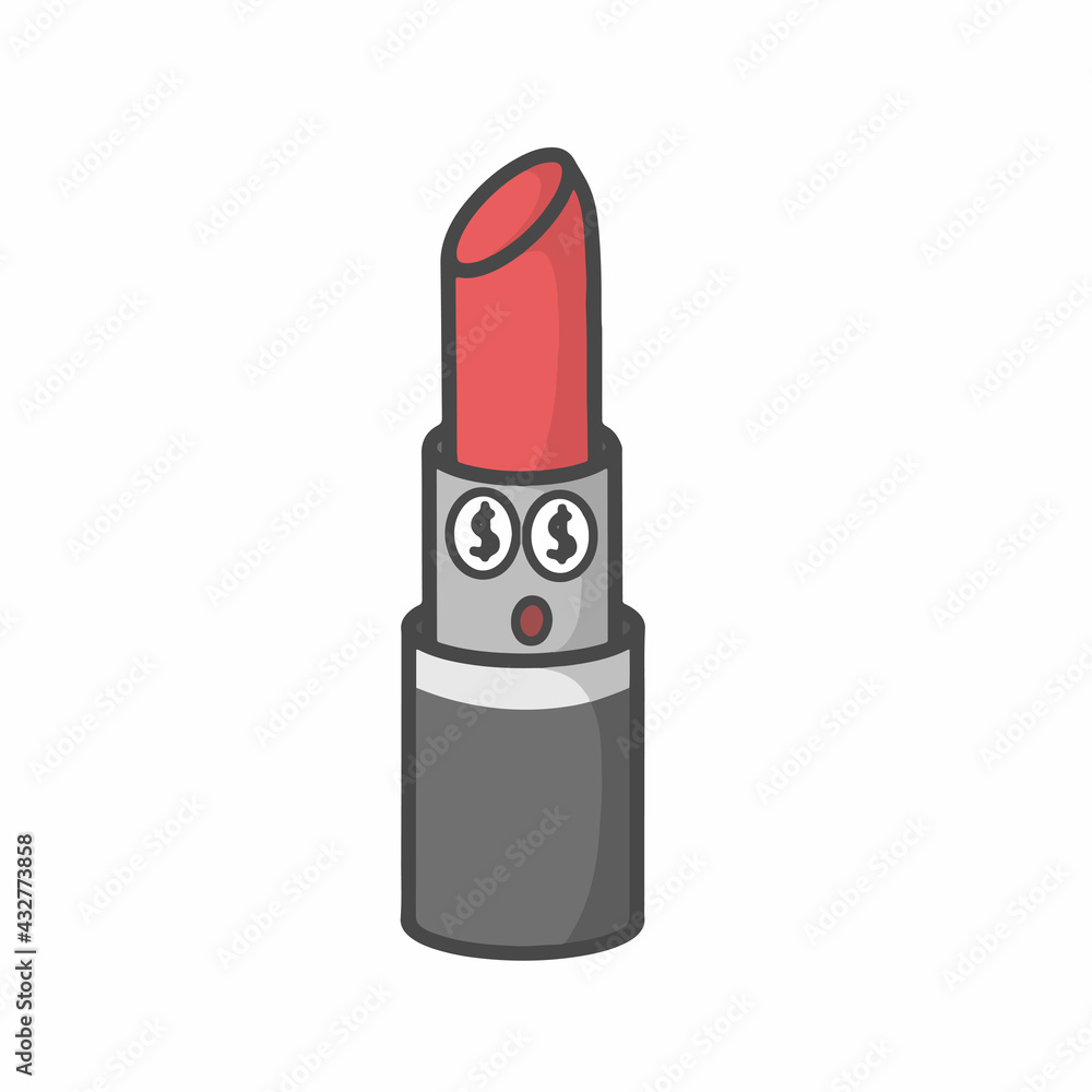 Cute Lipstick Character Flat Cartoon Vector Template Design Illustration Cute Lipstick Character Flat Cartoon Vector Template Design Illustration