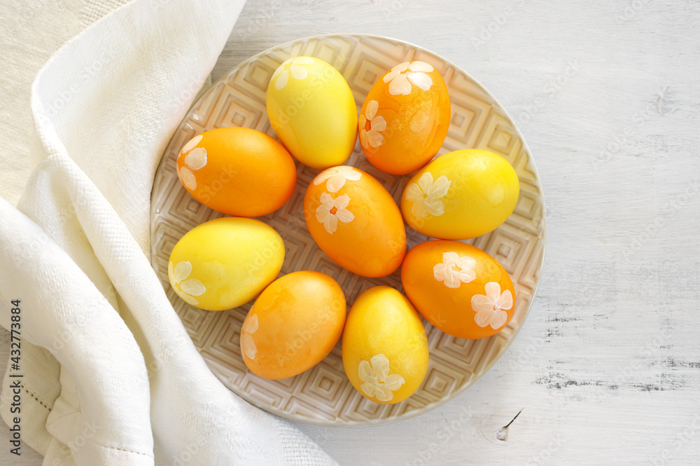 Yellow and orange Easter eggs