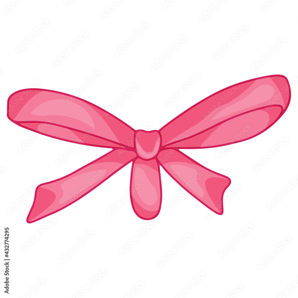 Doodle pink bow for celebration design. Festive banner design, graphic element vector Doodle pink bow for celebration design. Festive banner design, graphic element vector